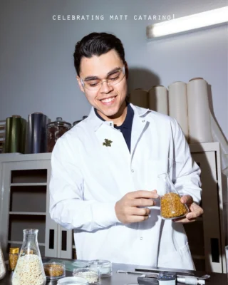 4 years ago, Mr. Matt Catarino left his job in “big plastic” (as we like to call it) to become Sway’s first full-time employee. Today, Matt leads the design and manufacturing of Sway’s seaweed-based packaging materials using globally scaled plastic infrastructure systems. We wouldn’t be here without him!

From innovating early prototypes in our founders’ garage to leading commercial-scale production today, Matt has been the steady hand guiding Sway’s material development through every breakthrough, every challenge, and every “aha!” moment. His combination of technical brilliance, unwavering dedication, and genuine kindness makes him irreplaceable in our mission.

Join us in celebrating Matt Cat (as he’s affectionately known on our team 🐱), the hero who has turned our wildest seaweed dreams into the biomaterials of tomorrow 🌿🌊🧪✨